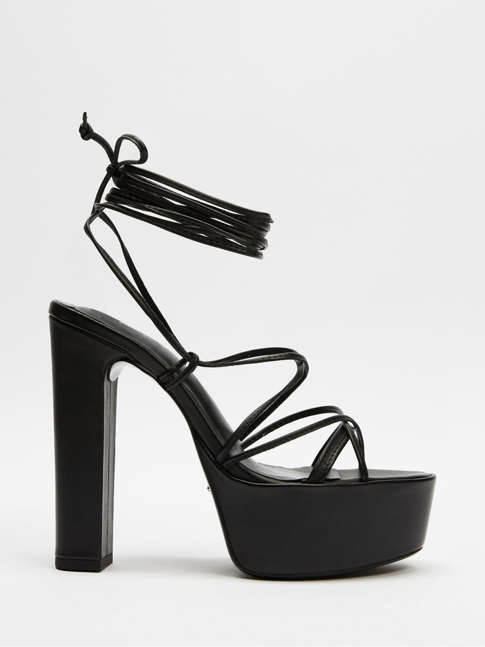 Tony Bianco Jemma - Black Lace-Up Platform Block Heel Sandals